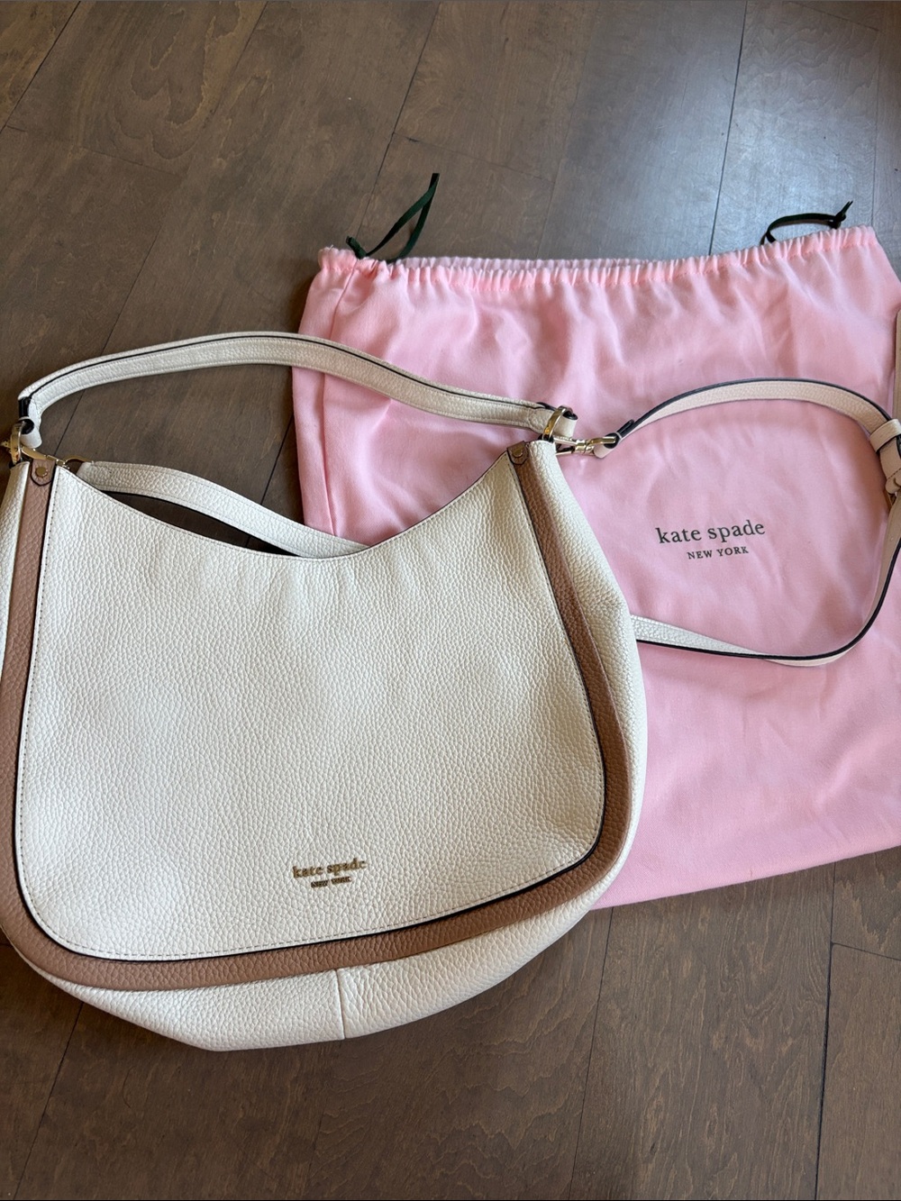 kate spade Cream Shoulder Bag with Brown Trim